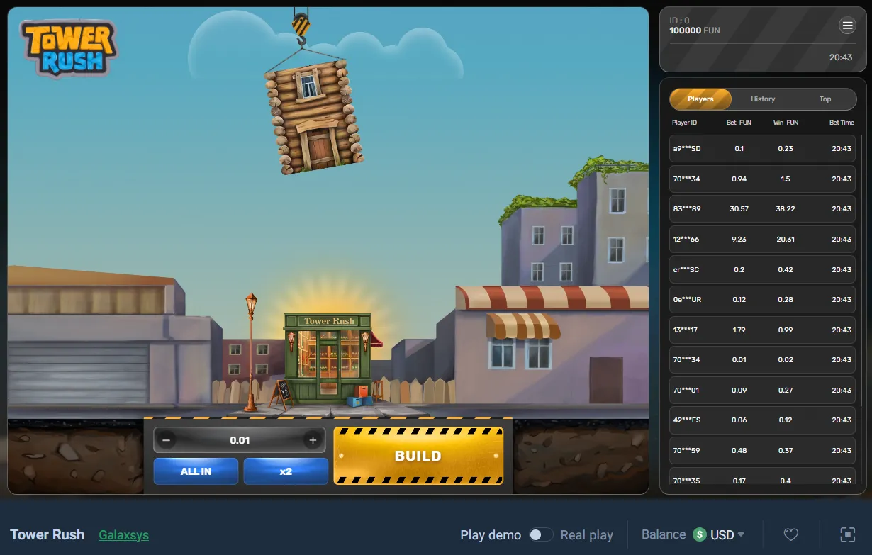 Try Tower Rush demo free worldwide with no download or sign-up