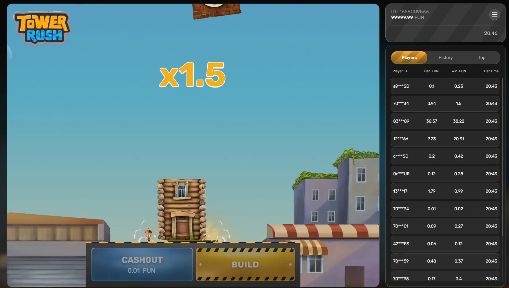 Spin in tower style and track winning patterns Tower Rush demo
